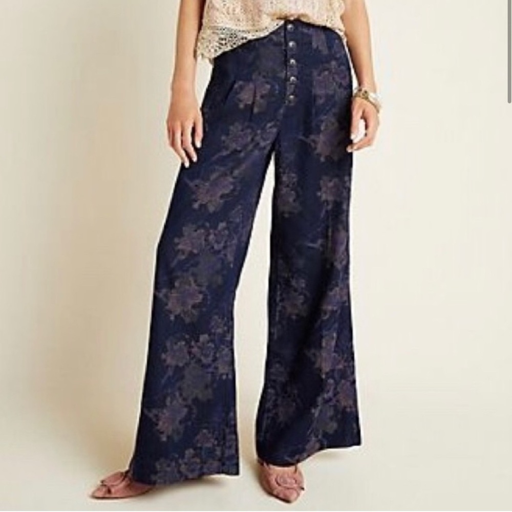 Anthropologie Pilcro Jacquard Wide Leg Pants